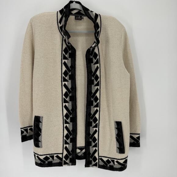 Womens Alpaca Open Front Cardigan Large MonRepos Sweater Boho Grandpacore - Picture 1 of 5